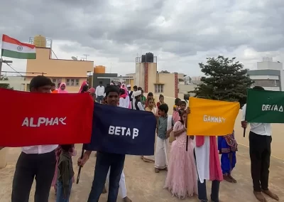 children, volunteers and community members